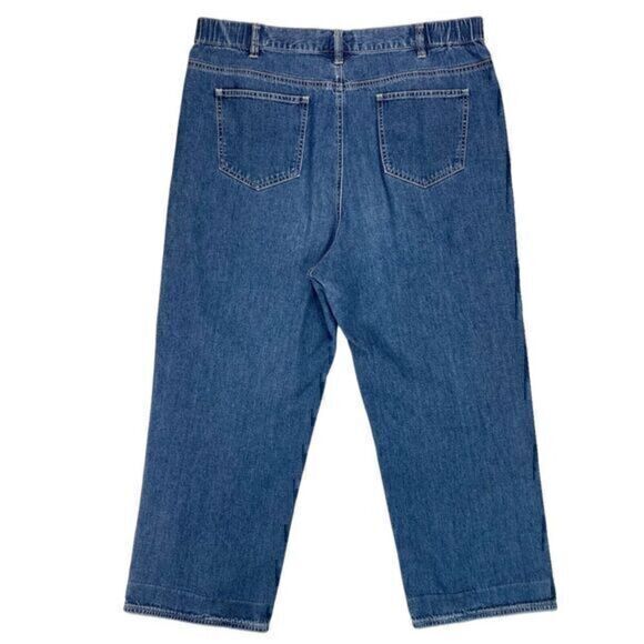 Orvis Capri Jeans Womens Sz 12 Blue Medium Wash Crop 5 Pocket Denim Button Ankle - Picture 6 of 15